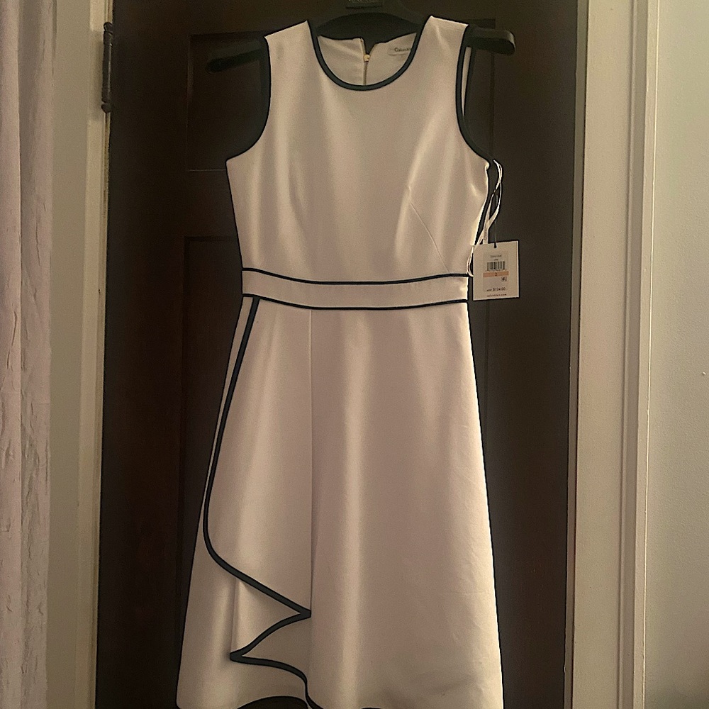 Size 2 Black and White Calvin Klein Cocktail Dress